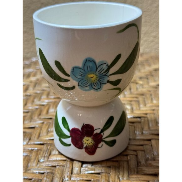 Vintage Hand-Painted Ceramic Egg Cup With Rooster & Floral Design Made In Japan - Picture 3 of 8